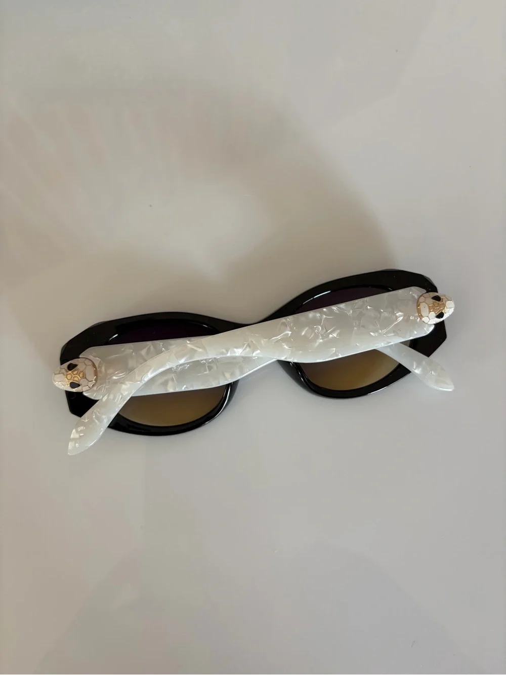 BVLGARY STYLE Black pearl frame Gradient brown purple Lens Women's Sunglasses
